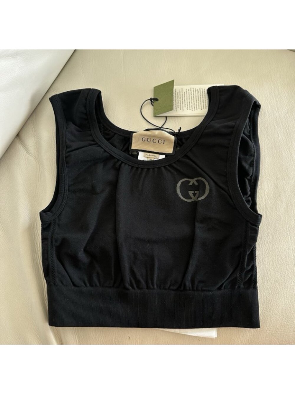 NWT GUCCI - Jersey Top Black Logo Sz M 100% Authentic - Picture 4 of 7